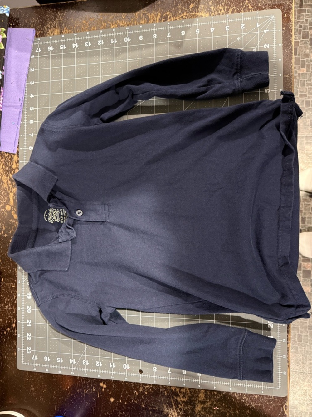 Boys Long-Sleeve Polo Shirt - Navy
